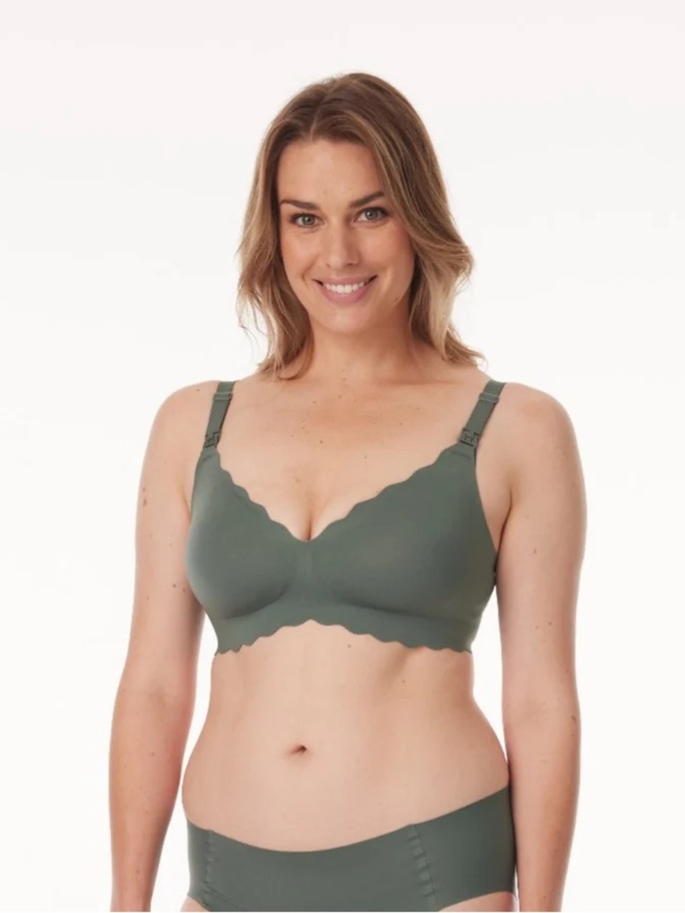 Momcozy YN46 Seamless Hands Free Nursing Bra Pine Green Size L New in Bag